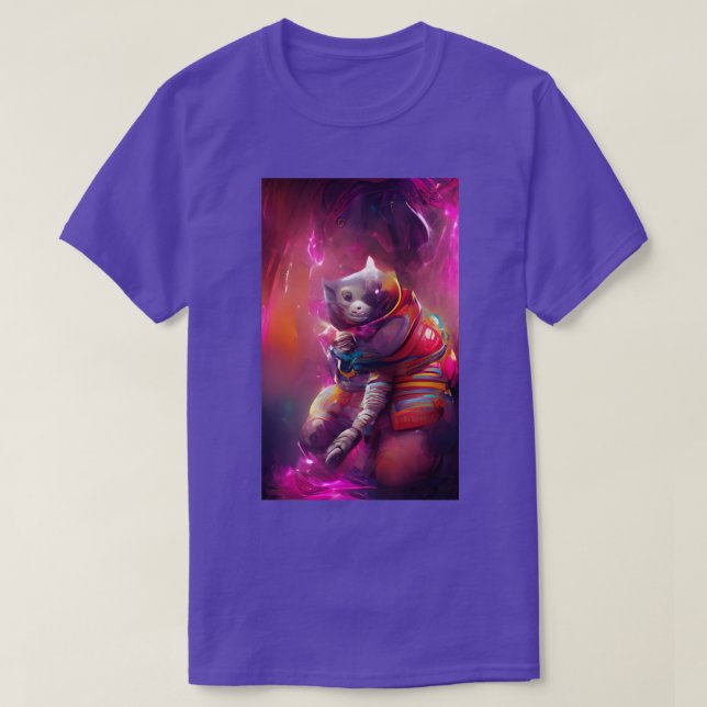 Strange Cosmonaut Kitty Cat T-Shirt (Design Front)