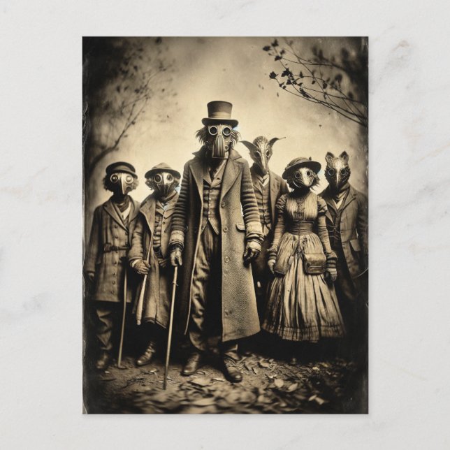 Strange Creatures in a Vintage Photo Postcard (Front)