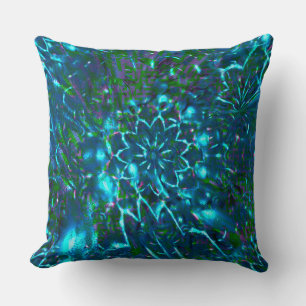 Strange cyan flower lost in debris forest throw p cushion