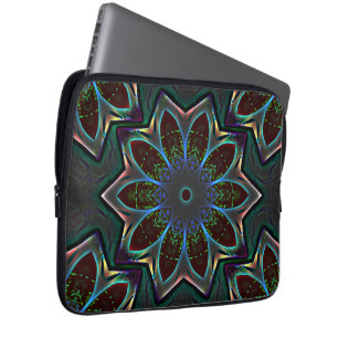Strange dark circular ellipse with abstract leaves laptop sleeve