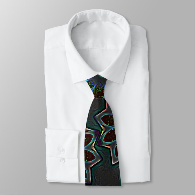 Strange dark circular ellipse with abstract leaves tie (Tied)