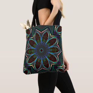 Strange dark circular ellipse with abstract leaves tote bag