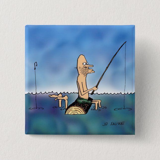 Strange Day Fishing Cartoon 15 Cm Square Badge (Front)