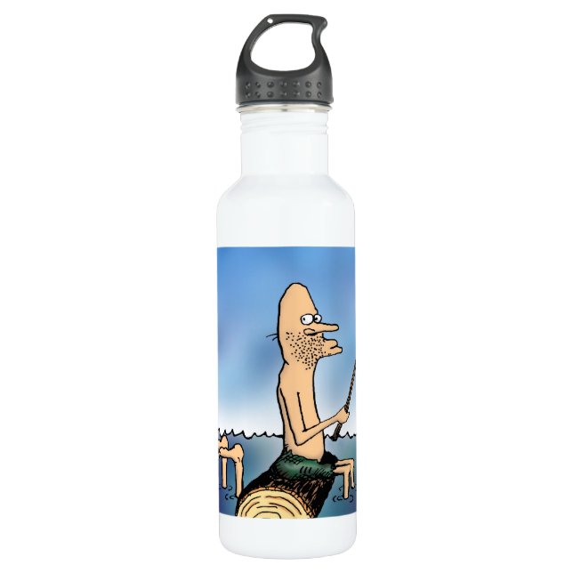 Strange Day Fishing Cartoon 710 Ml Water Bottle (Front)
