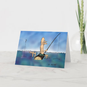 Strange Day Fishing Cartoon Birthday Card
