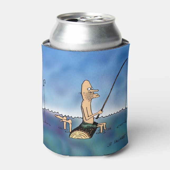 Strange Day Fishing Cartoon Can Cooler (Can Front)