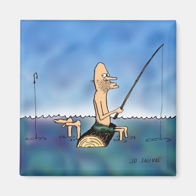 Strange Day Fishing Cartoon Magnet (Front)