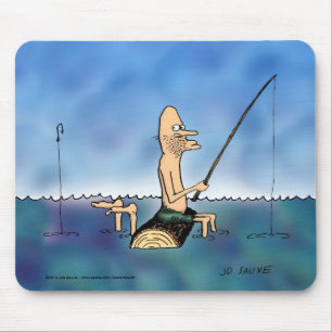 Strange Day Fishing Cartoon Mouse Pad