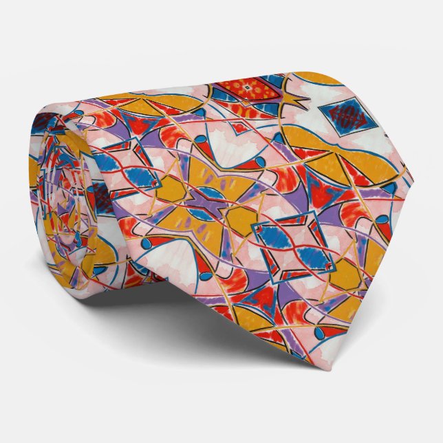 Strange Fish-Hand Painted Abstract Pattern Tie (Rolled)