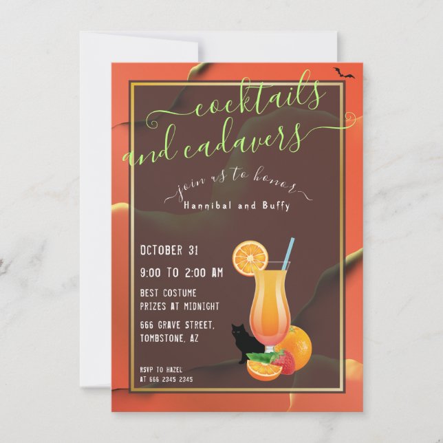  Strange Halloween Parody Cocktails and Cadavers Invitation (Front)