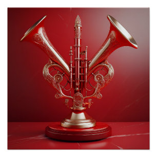 Strange Horn Instrument Resting On Pedestal Poster