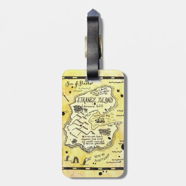 Strange Island Treasure Map Luggage Tag (Back Vertical)