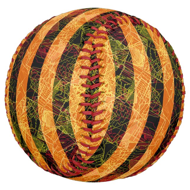 Strange orange stripes and scratched squares softball (Angled)