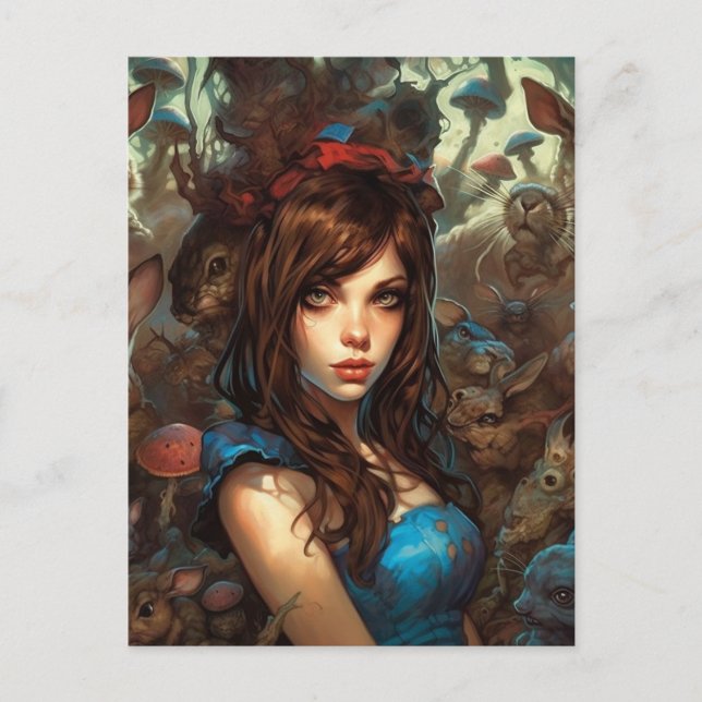 Strange Rabbits and Alice Postcard (Front)