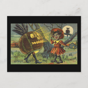 Strange Sights are Seen on Halloween Vintage Postcard