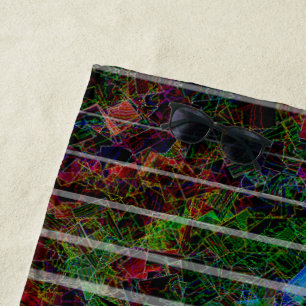 Strange stripes and colourful scratches and lines beach towel