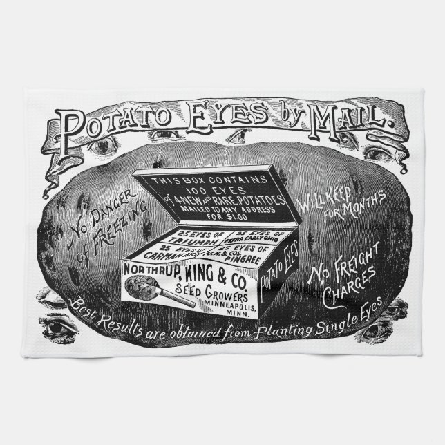Strange vintage potato advert tea towel (Horizontal)
