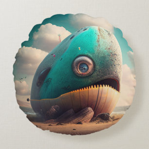Strange Whale Round Cushion