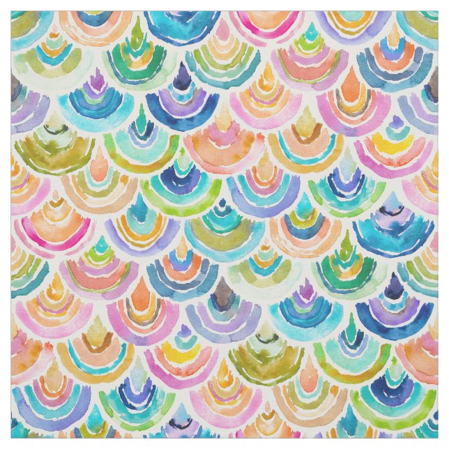 STRANGEBOW Rainbow Watercolor Fish Scale Fabric (Swatch)
