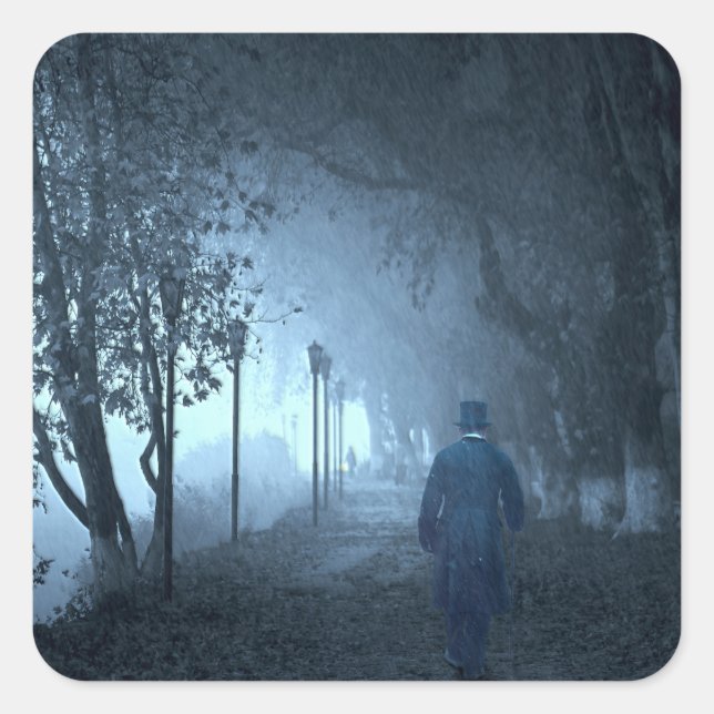 Stranger in the Park in Night Fog Square Sticker (Front)