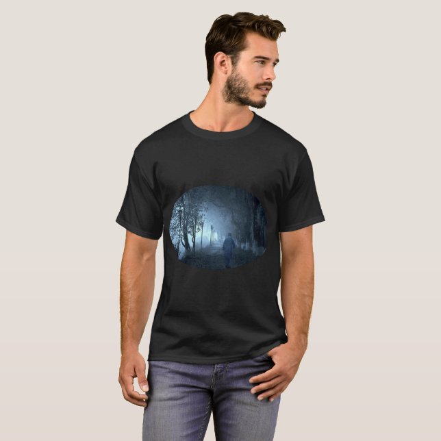 Stranger in the Park in Night Fog T-Shirt (Front Full)