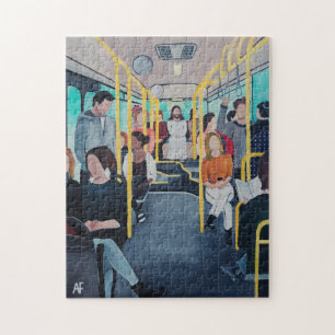 Stranger on the Bus Painting by Alfred Fox Jigsaw Puzzle