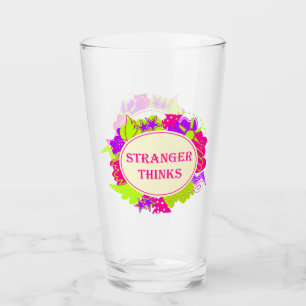 Stranger thinks quote in 80s tv show style glass