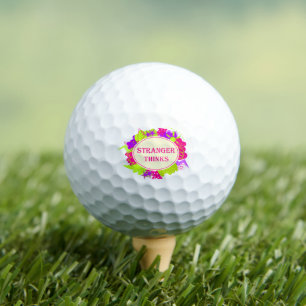 Stranger thinks quote in 80s tv show style golf balls