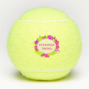 Stranger thinks quote in 80s tv show style tennis balls