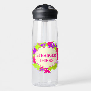 Stranger thinks quote in 80s tv show style water bottle