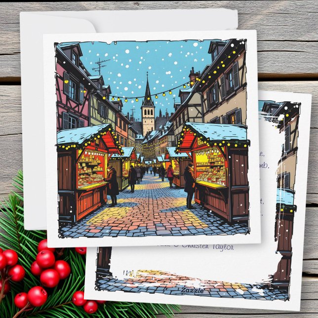 Strasbourg, France Christmas Market Personalized Holiday Card (Creator Uploaded)