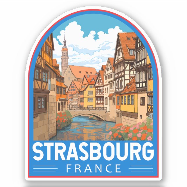 Strasbourg France Travel Art Vintage (Front)
