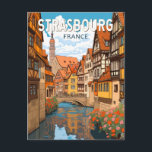 Strasbourg France Travel Art Vintage Postcard<br><div class="desc">Strasbourg retro vector travel design. Strasbourg is the capital city of the Grand Est region,  formerly Alsace,  in northeastern France.</div>