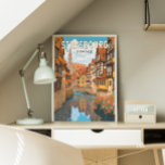 Strasbourg France Travel Art Vintage Poster<br><div class="desc">Strasbourg retro vector travel design. Strasbourg is the capital city of the Grand Est region,  formerly Alsace,  in northeastern France.</div>