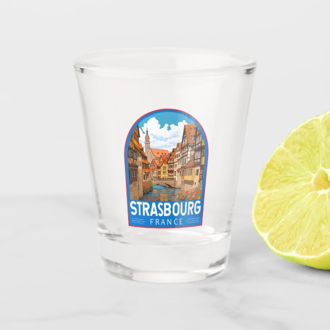 Strasbourg France Travel Art Vintage Shot Glass (Front)