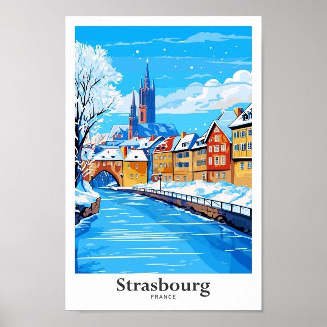 Strasbourg France Travel Vintage Illustration Poster (Front)
