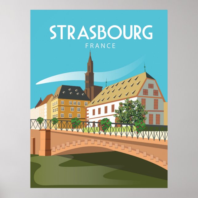 Strasbourg France vintage Travel Poster wall art (Front)