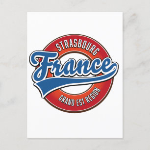 Strasbourg Grand Est region France Retro logo Invitation Postcard