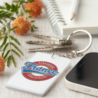 Strasbourg Grand Est region France Retro logo Key Ring