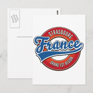 Strasbourg Grand Est region France Retro logo Postcard