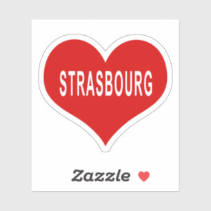 STRASBOURG Red Love Heart Vinyl Sticker