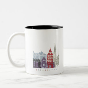 Strasbourg skyline poster Two-Tone coffee mug
