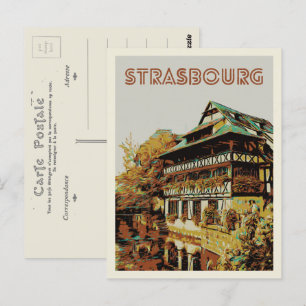 Strasbourg typical house illustration France Postcard