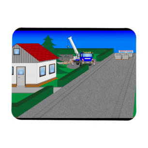 Straßen und Hausbau Magnet