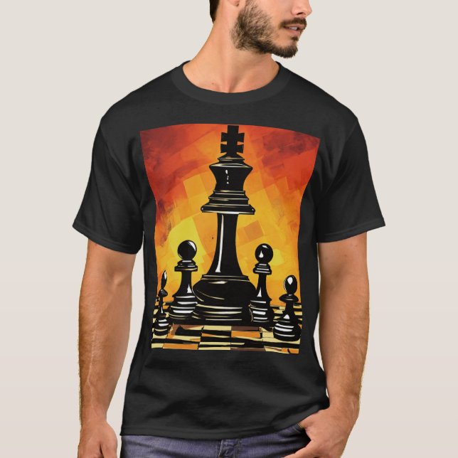 Strategic Moves: Mid-Game Chessboard Art Tee (Front)