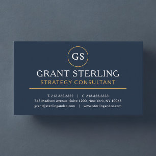 Strategy Consultant Navy Blue Gold Luxury Business Card