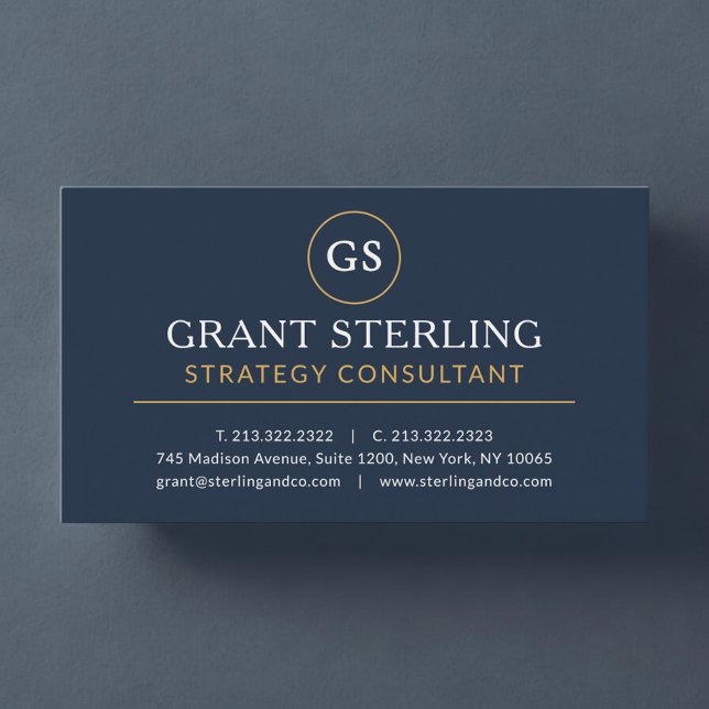 Strategy Consultant Navy Blue Gold Luxury Business Card (Creator Uploaded)