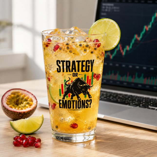 Strategy or Emotions Bull Trading Mindset Design Glass (Creator Uploaded)