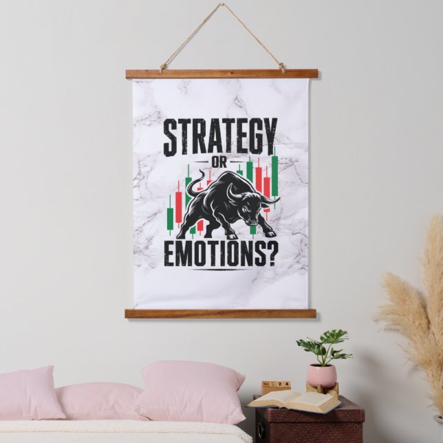 Strategy or Emotions Trading Mindset marble Design Hanging Tapestry (Bedroom)