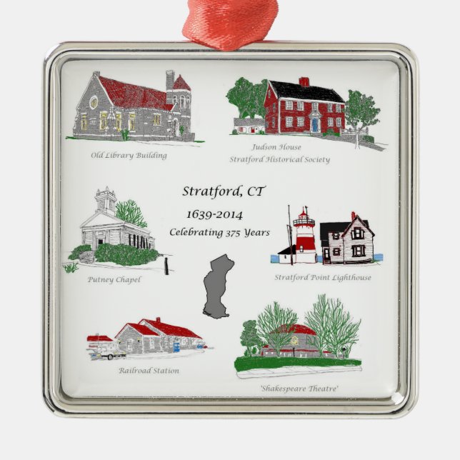 Stratford 375 in Colour Metal Ornament (Front)